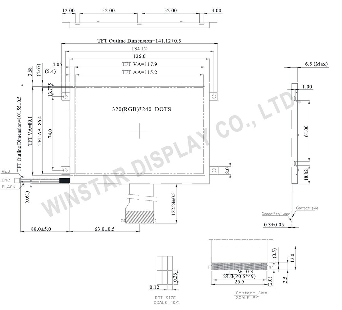 4.3 TFT LCD RGB, RGB Interface LCD - WF57ESIACDNN0