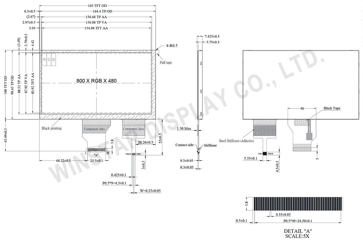 7"  High Brightness PCAP TFT Display - WF70A2SIAGDNG0