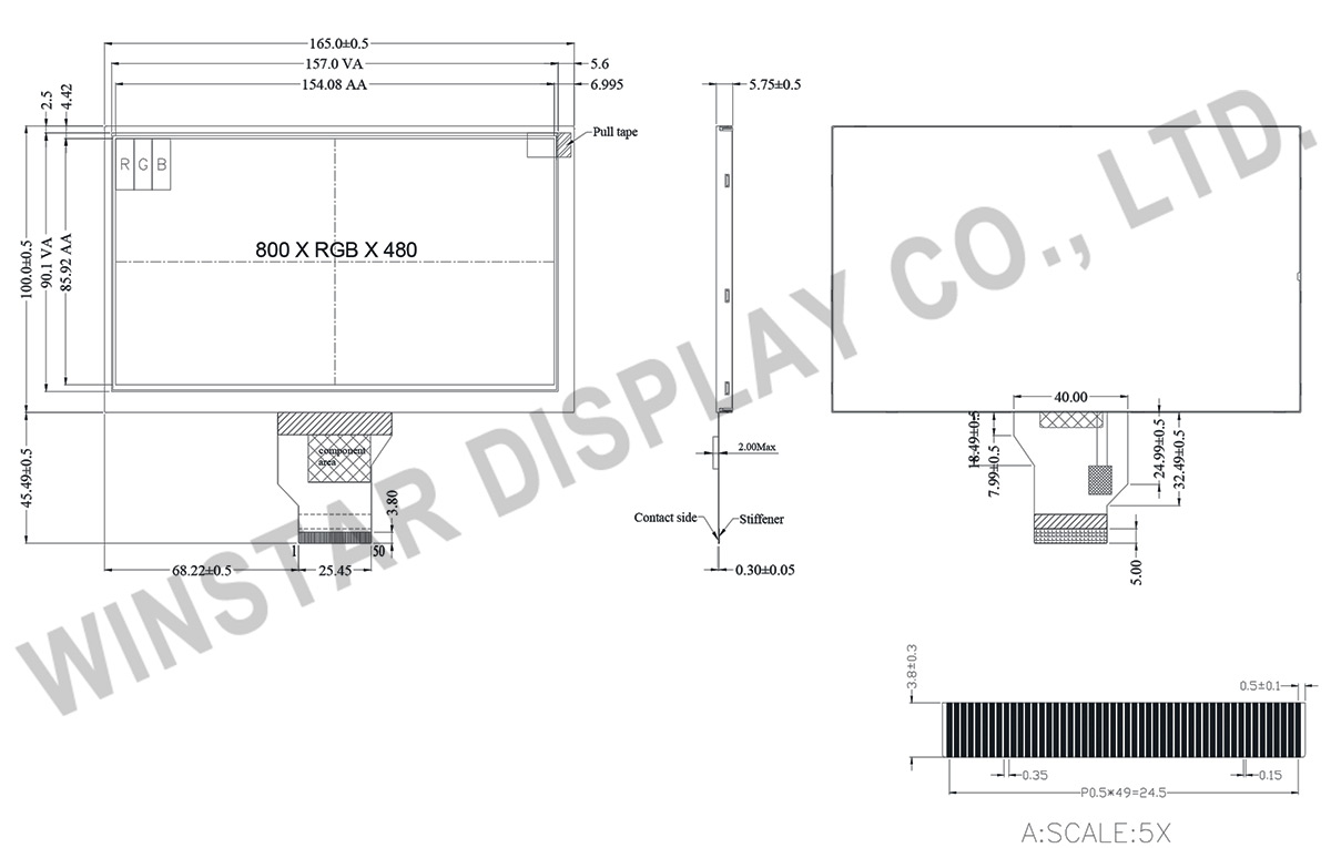 High Brightness TFT Display 7 - WF70A2SZAGDNN0 - Winstar Display