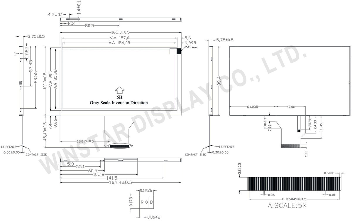 7 inch High Brightness TFT Display - WF70GSIAGDNNA