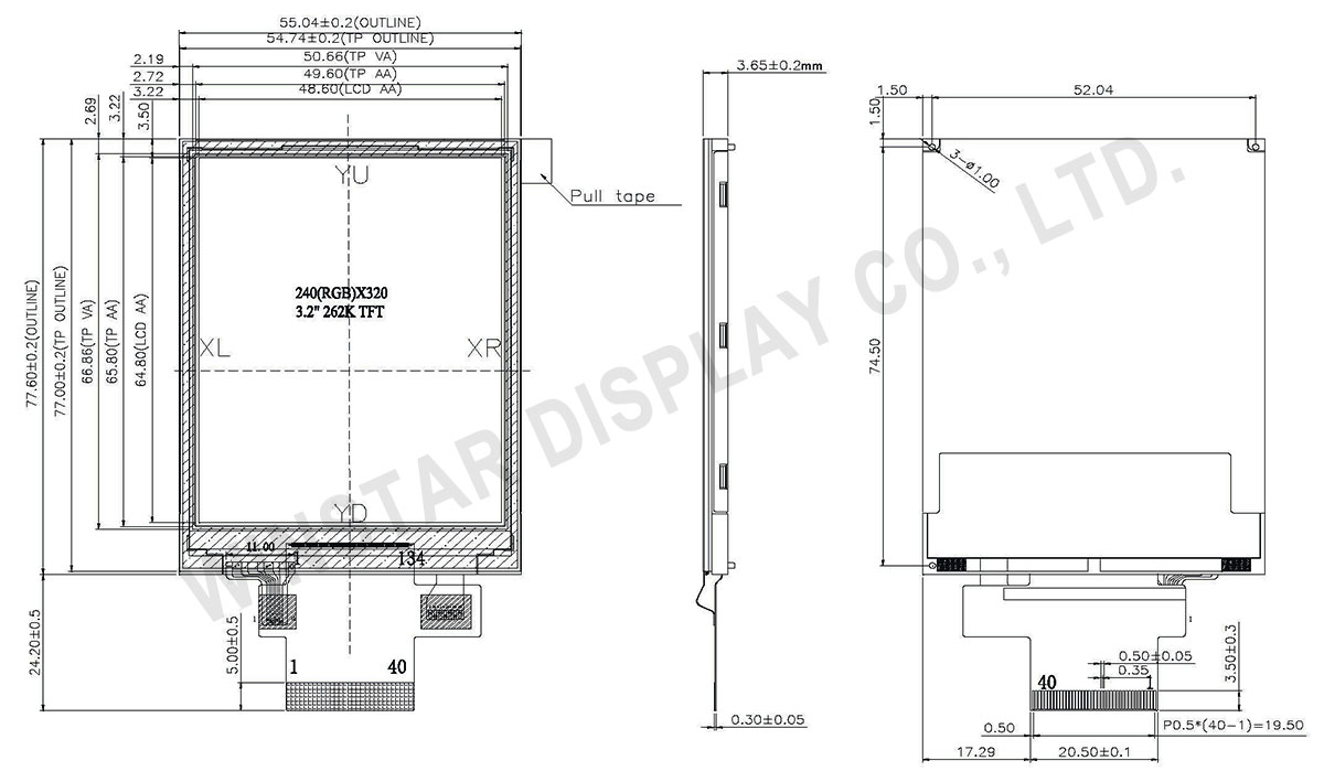 3.2" TFT LCD Module, 3.2 LCD Display - WF32CTLAJDNT0