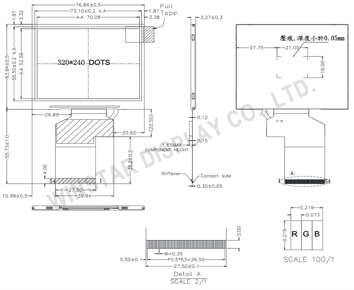 Winstar WF35LTZACDNN0 - 3.5 inch Thin Film Transistor Modules