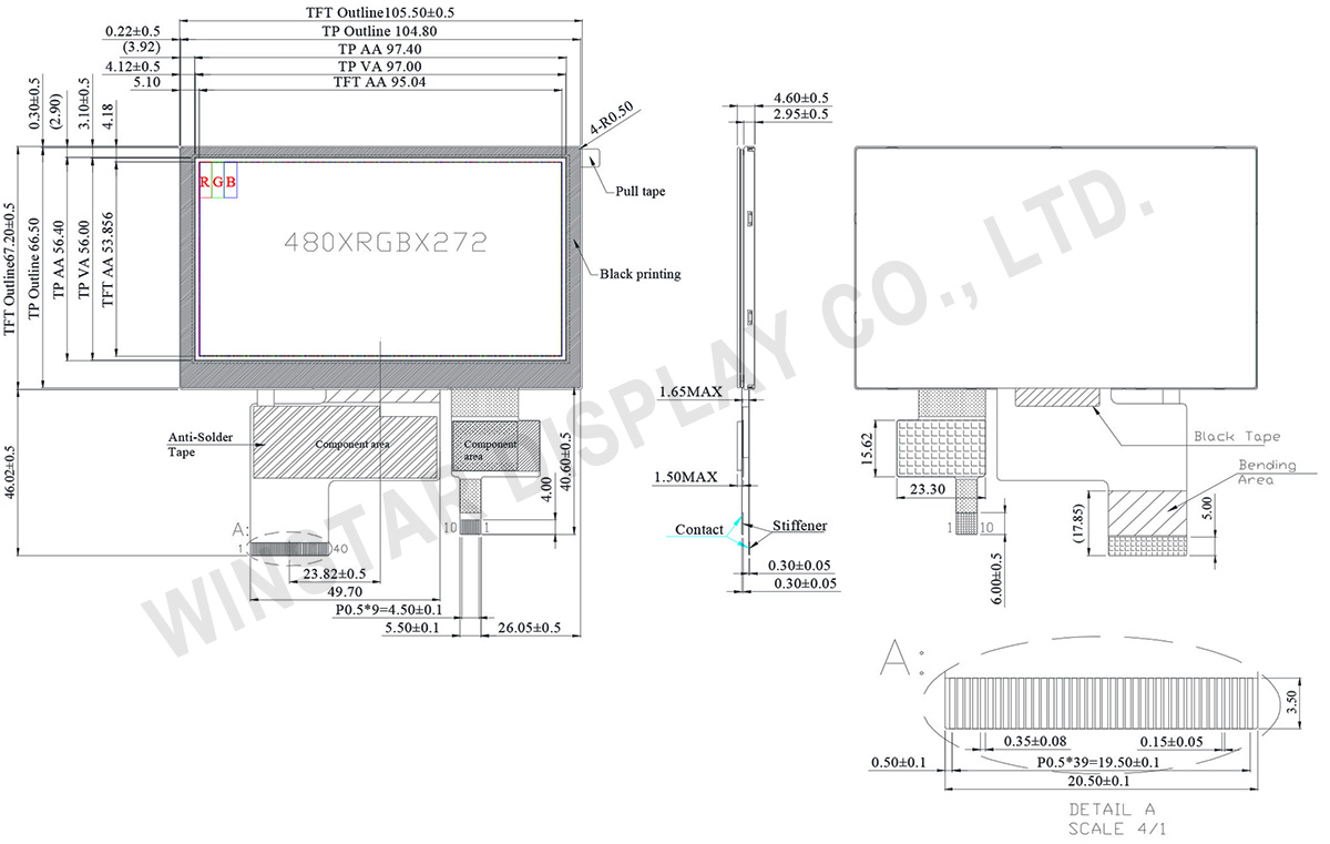 TFT Capacitive Touchscreen, LCD Capacitive Touchscreen Display 4.3 - Winstar