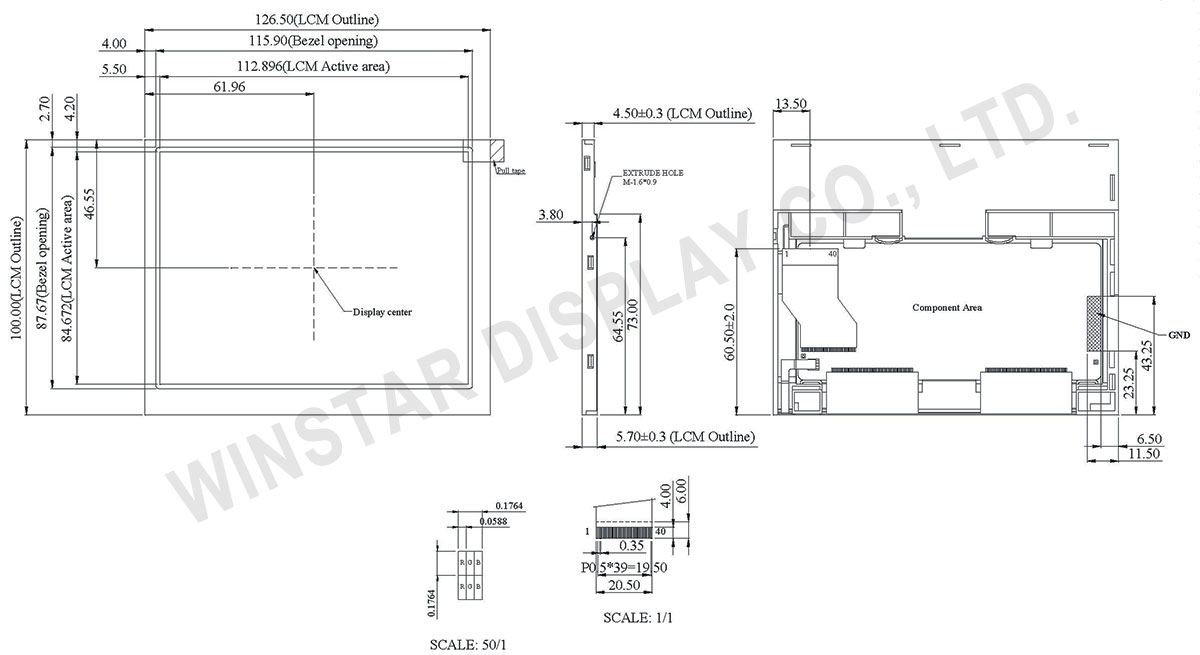 Winstar 640x480 LCD Display, 640x480 Display, 5.6 TFT, 5.6 inch TFT, 5.6 TFT LCD, 5.6 TFT Display, 5.6 TFT LCD Display