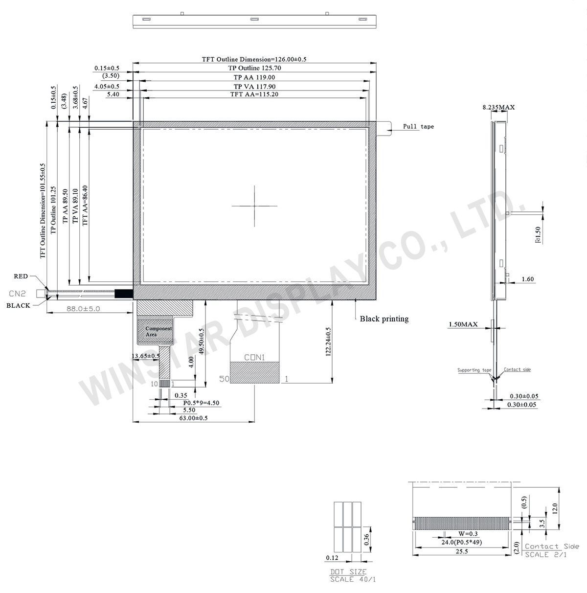 5.7"  Projected Capacitive Touch Panel TFT LCD Module - WF57DTIACDNGD
