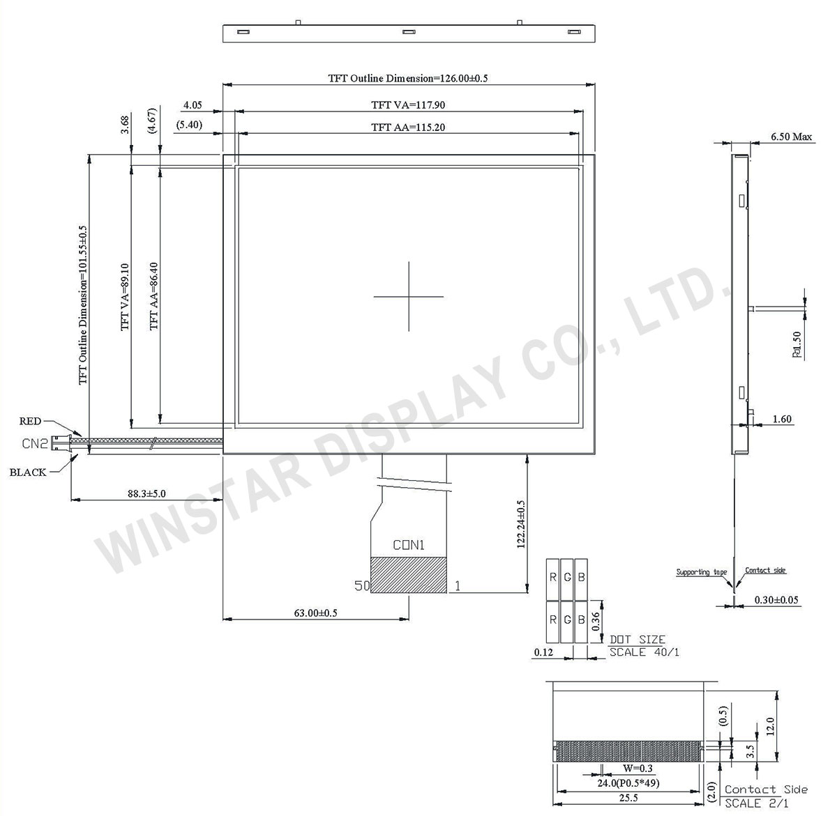 WF57DTIACDNN0 - 320x240 TFT Module, TFT LCD Panel