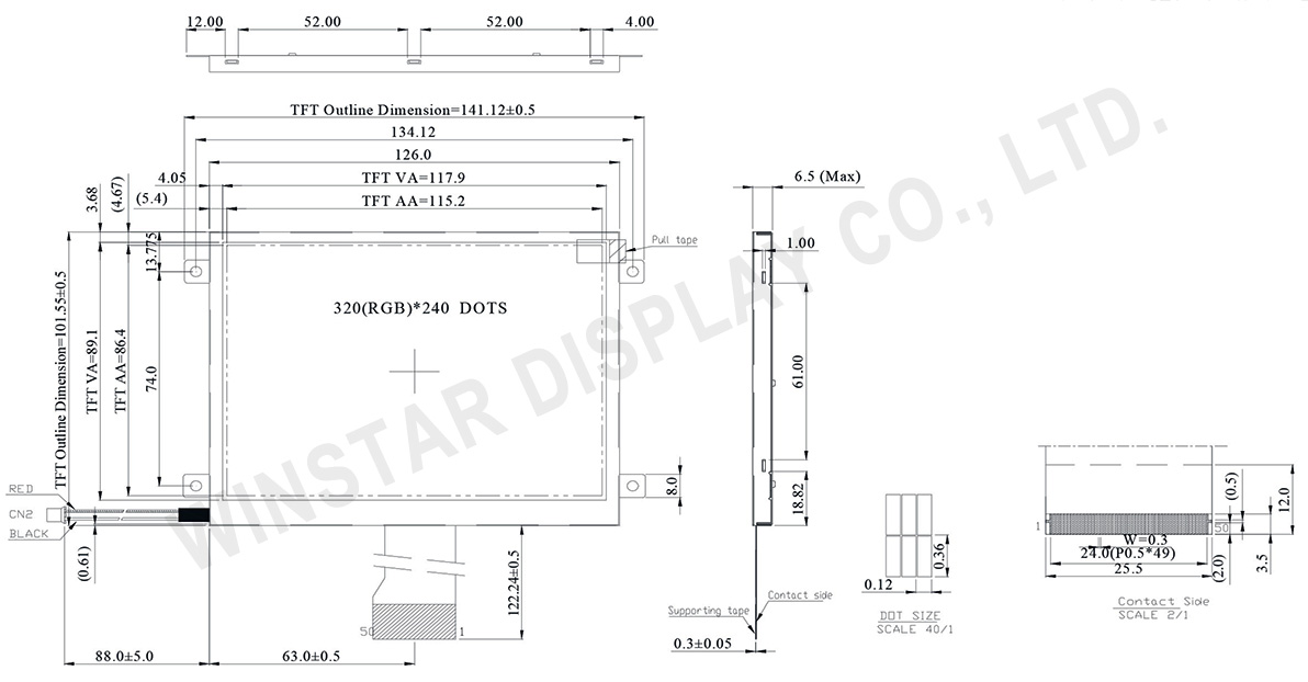 RGB TFT, RGB LCD Display, LCD RGB 5.7 - WF57ETZACDNN0