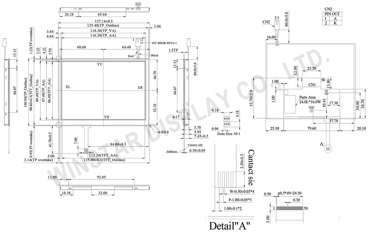 WF57FTLAFDNT0 - 5.7 Resistive Touch Screen TFT Module - Winstar Display