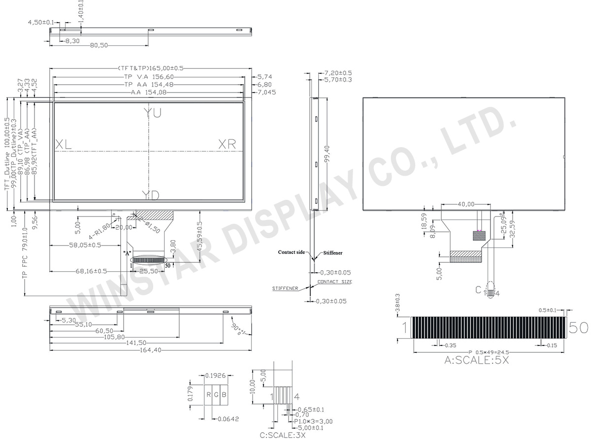 7" Resistive Touch Panel TFT Module - WF70GTZAGDNT0