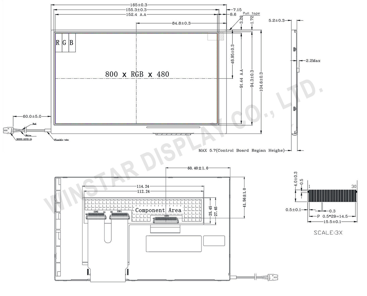 7 TFT LCD, 7 TFT LCD Panel, 7 TFT LCD Panel Module, 7 inch TFT LCD Module, 7 TFT Display - Winstar
