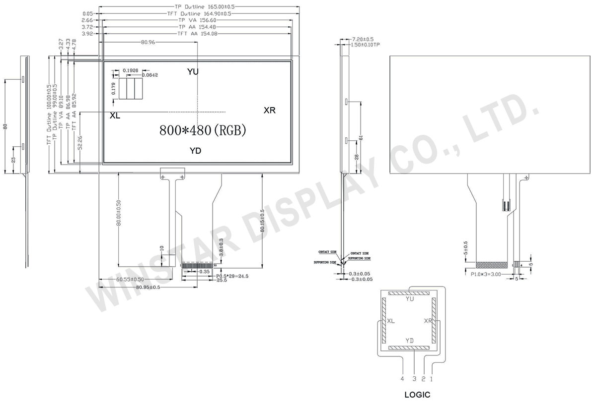 WF70RTIAGDNT0 - 7.0" RTP TFT LCD Module
