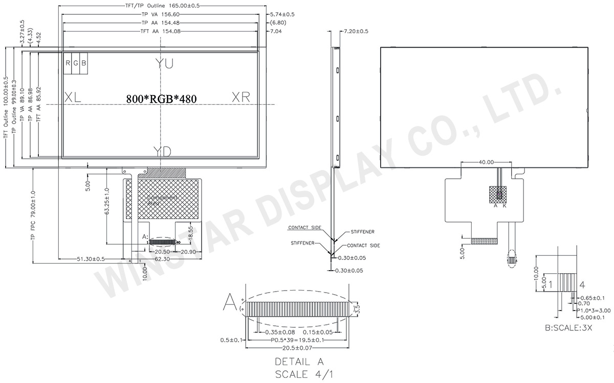 Winstar Display - 7.0 TFT Display Module - WF70YTIAGDNT0