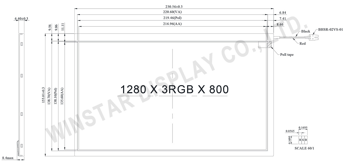 10.1 High Brightness LVDS TFT LCD, LVDS Display - WF101FSYAPLNN0