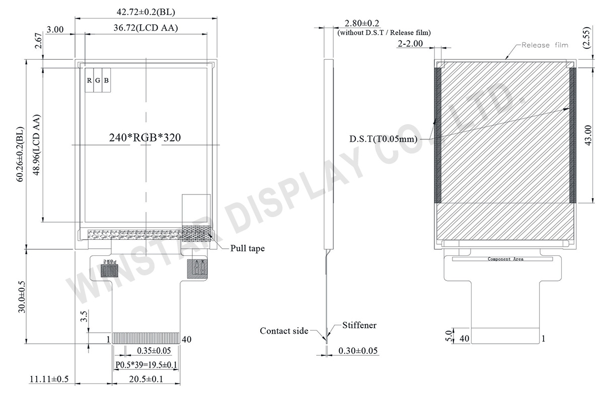 2.4" IPS Color TFT Module - WF24LTYAJDNN0 - Winstar Display