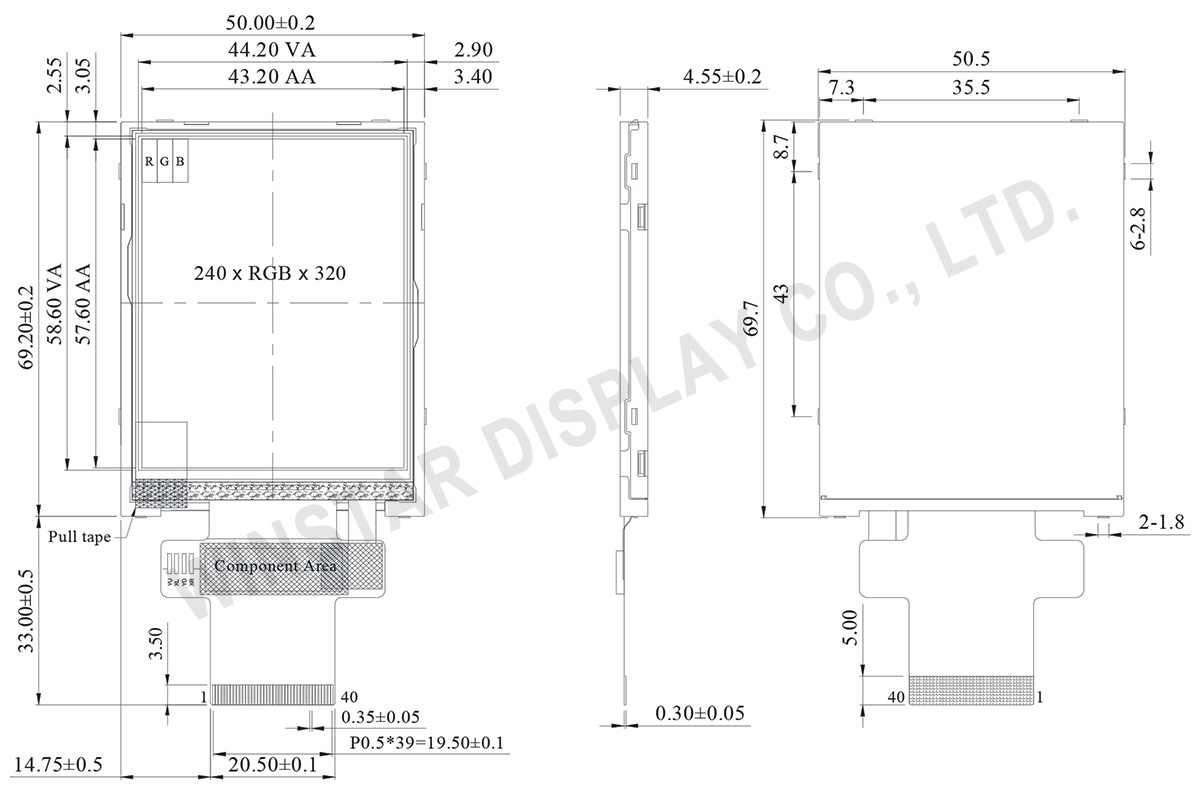 2.8 inch 240x320 TFT IPS LCD Display - WF28JTYAJDNN0 - Winstar