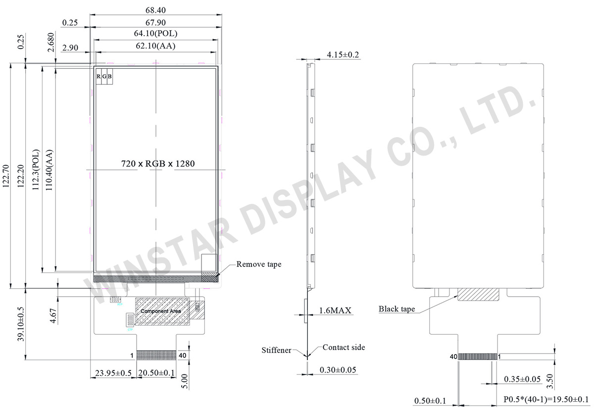 5" 720x1280 IPS, MIPI DSI, High Brightness TFT LCD - Winstar Display