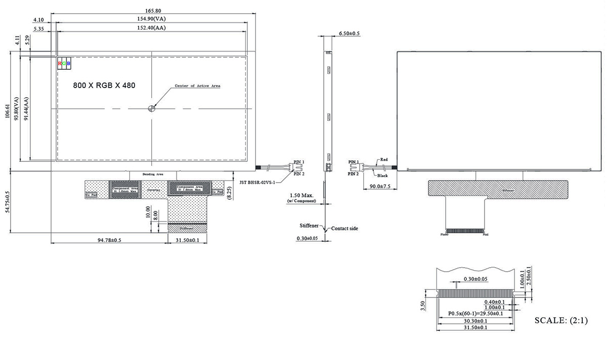 7" IPS TFT LCD (Wide View, Wide Temperature, High Brightness) - WF70A4SWAGDNN0