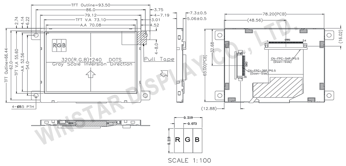 All in One 3.5 Inch TFT LCD Display - WF35QTIBCDBN0