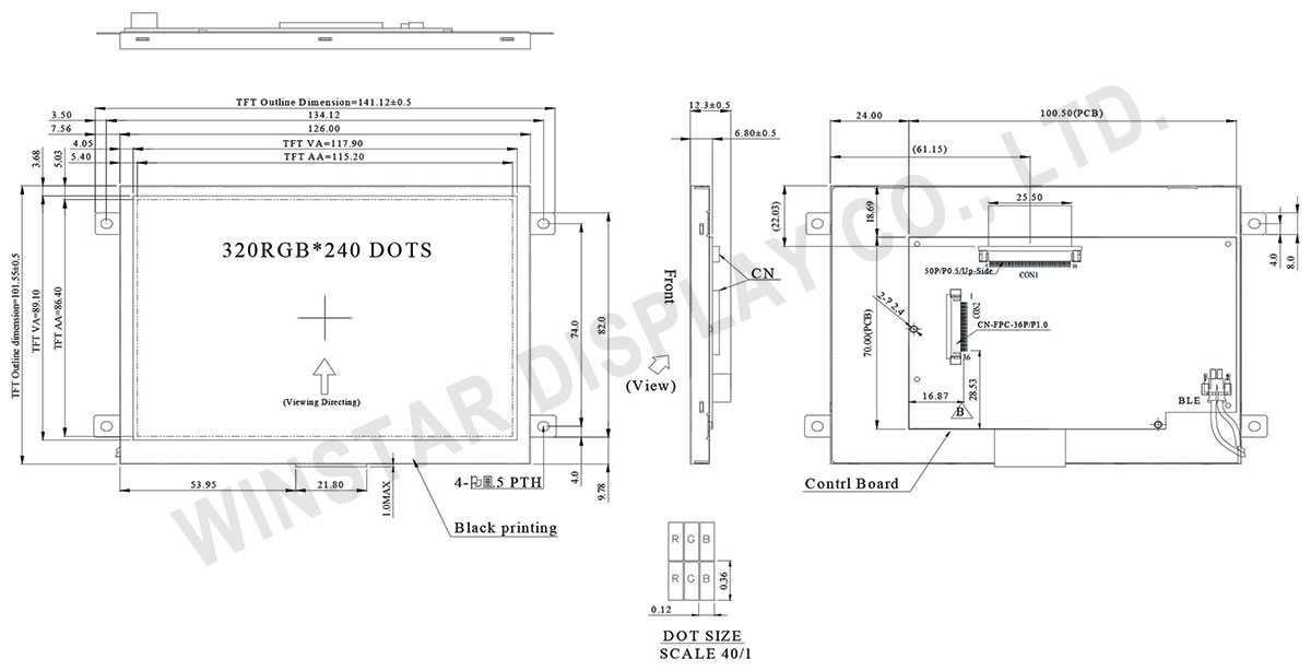 WF57PTIBCDBN0 - 5.7 TFT LCD Display with Integrated Controller Board
