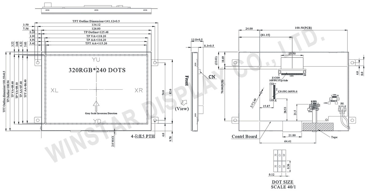 Touch LCD Display, Touch Screen Displays 5.7 inch - WF57PTIBCDBT0