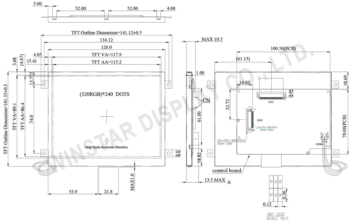 5.7" TFT Display Panel with Controller Board - WF57QTIBCDBN0