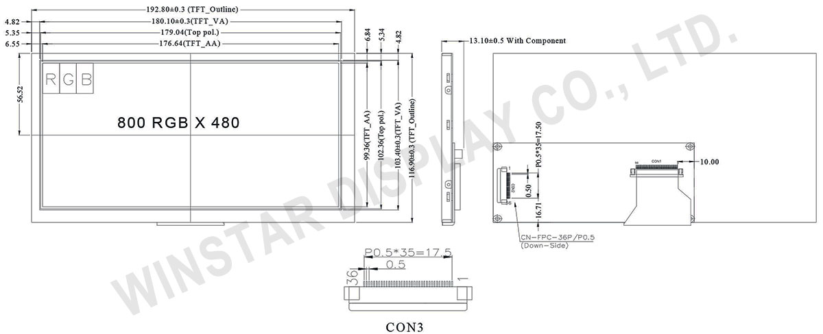 8 TFT Panel with LCD Controller Boards - WF80PTIFGDBN0