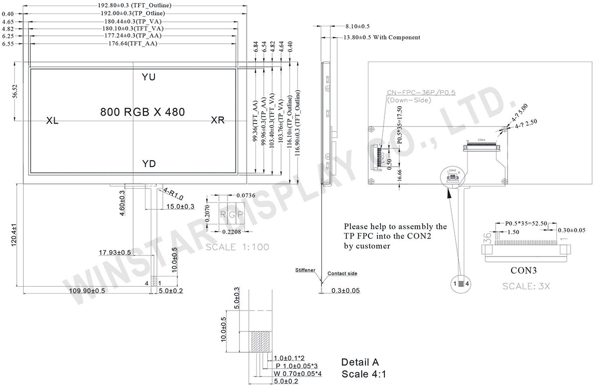 8 TFT Panels with LCD Controller Board - WF80QTIFGDBT0