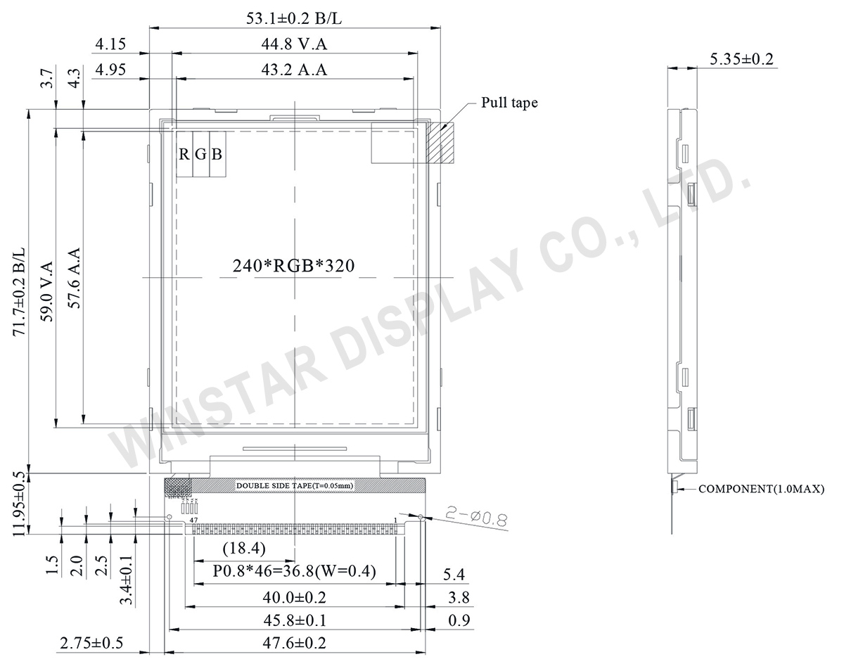 2.83 inch Transflective TFT LCD Display 240x320 - WF0283ATDAJDNN0