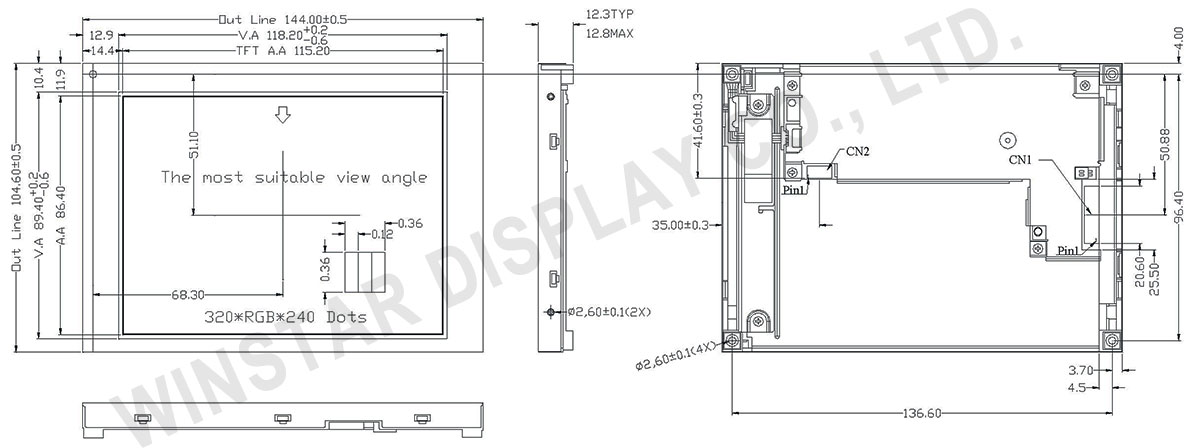 5.7 LCD Module, 5.7 TFT LCD, 5.7 inch TFT LCD Module - WF57RTQACDNN0