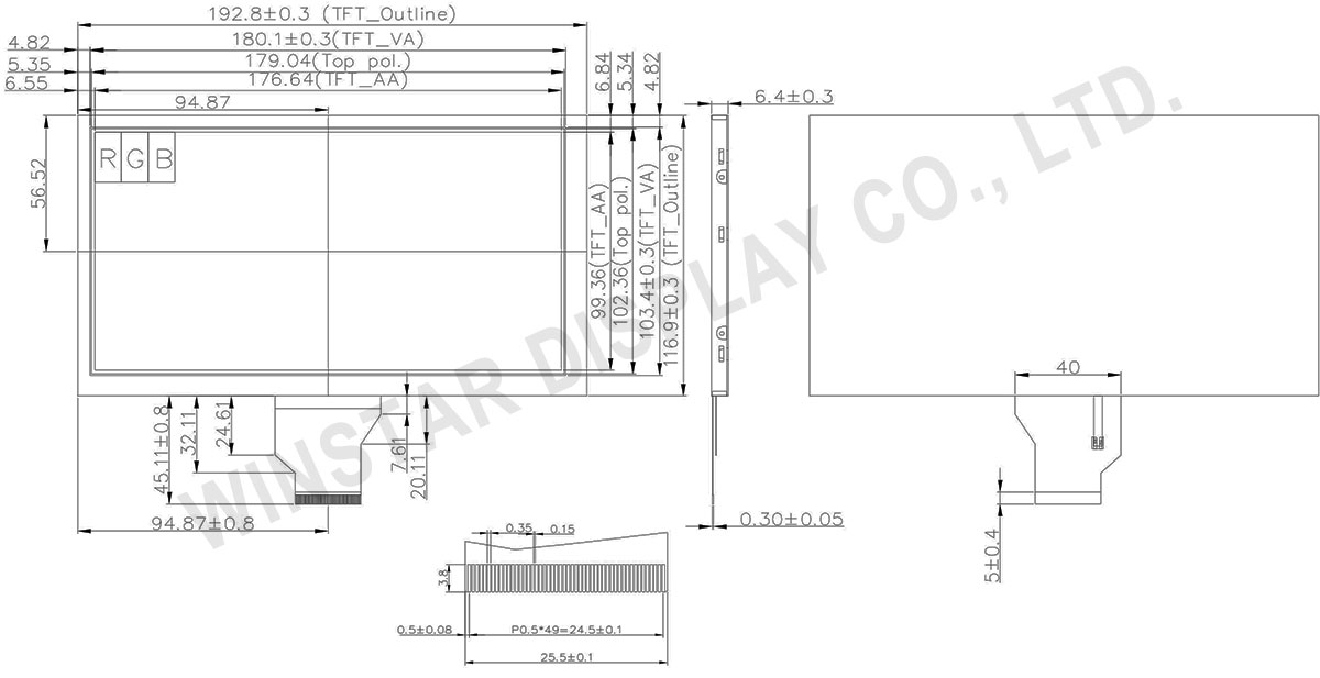 8 TFT LCD, 8 TFT Display - WF80BTIAGDNN0 - Winstar Display